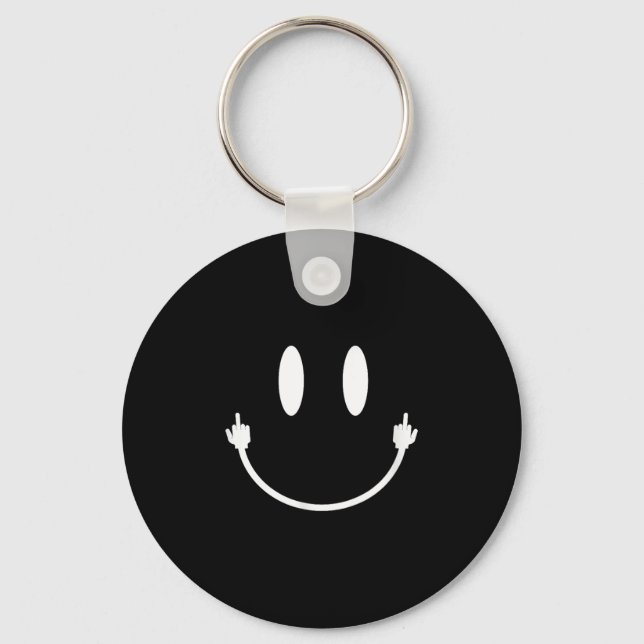 Llavero Smile Face Middle Finger Hand Funny Sarcasm Meme S (Anverso)