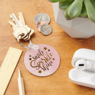 Llavero Smile Sparkle Shine Rosa Gold Keychain
