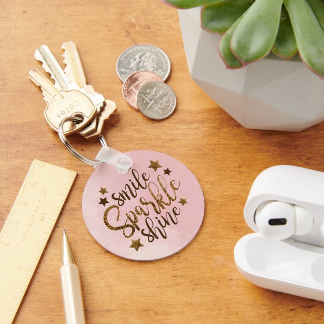 Llavero Smile Sparkle Shine Rosa Gold Keychain (Escritorio )