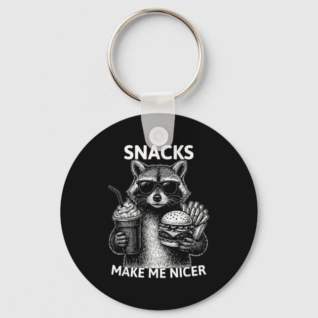 Llavero Snacks Make Me Nicer Funny Raccoon Sarcastic Anima (Anverso)