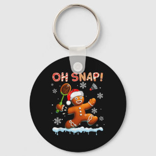Llavero Snap Chrismas Gingerbread Broken Jugando Badminton