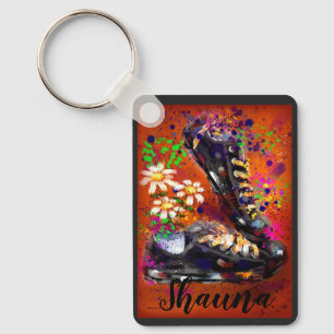 Llavero Sneakers and Daisies Impresionista Naranja Blanco