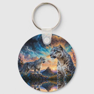 Llavero Snow Leopard Castle Sunrise reflector