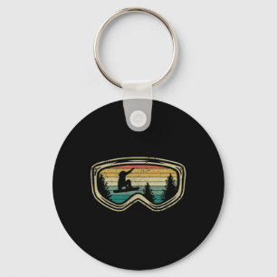 Llavero Snowboard Googles Big Air Silhouette Retro Árboles