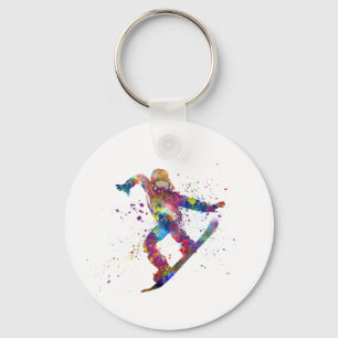 Llavero Snowboard in watercolor