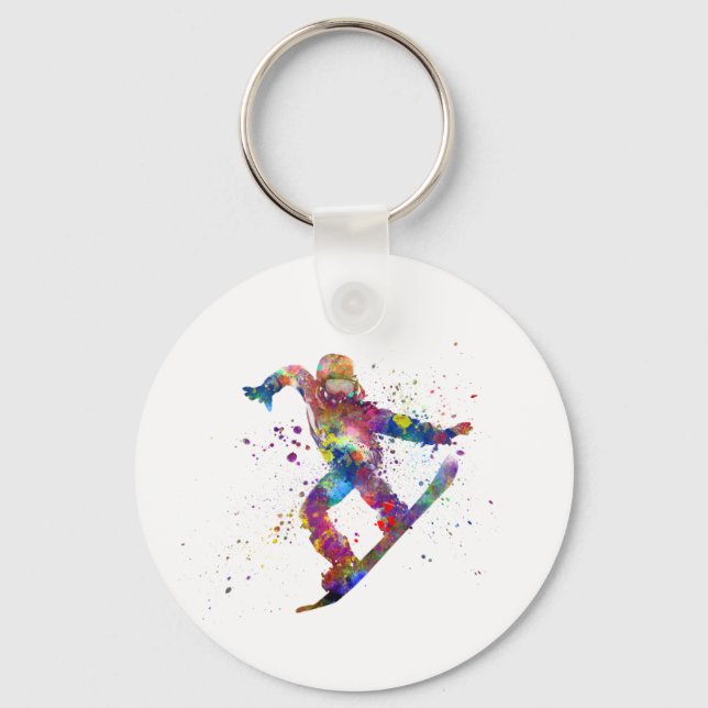 Llavero Snowboard in watercolor (Anverso)