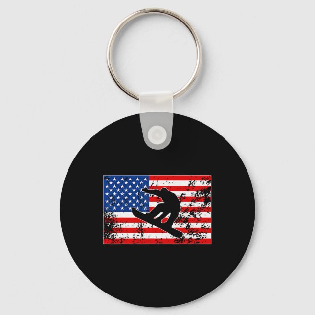 Llavero Snowboard Jumping Bandera Estadounidense Snowboard (Anverso)