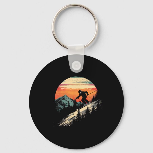 Llavero Snowboard Mountain Snowboarding Retro (Anverso)