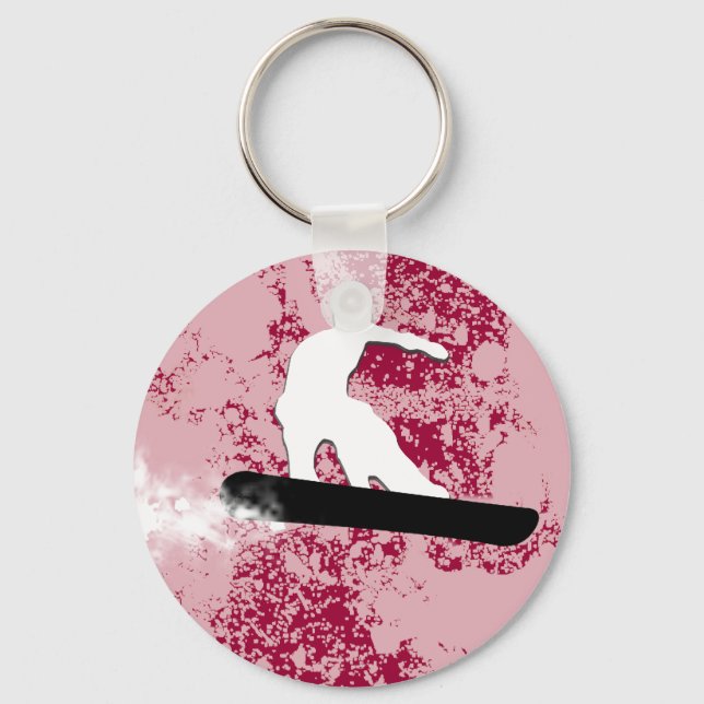 Llavero snowboard, rastro de polvo. (Anverso)