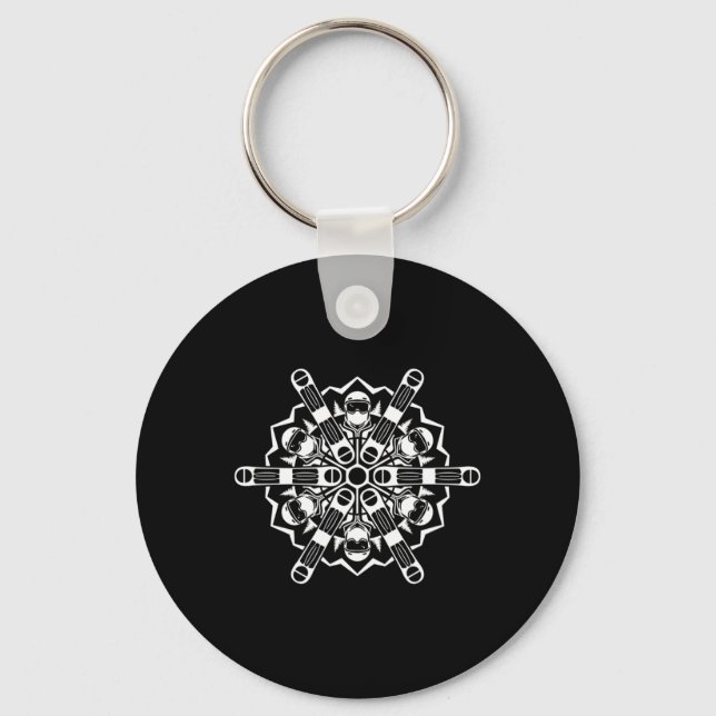 Llavero Snowboard Snowflake Winter Sports Mountain Half pi (Anverso)