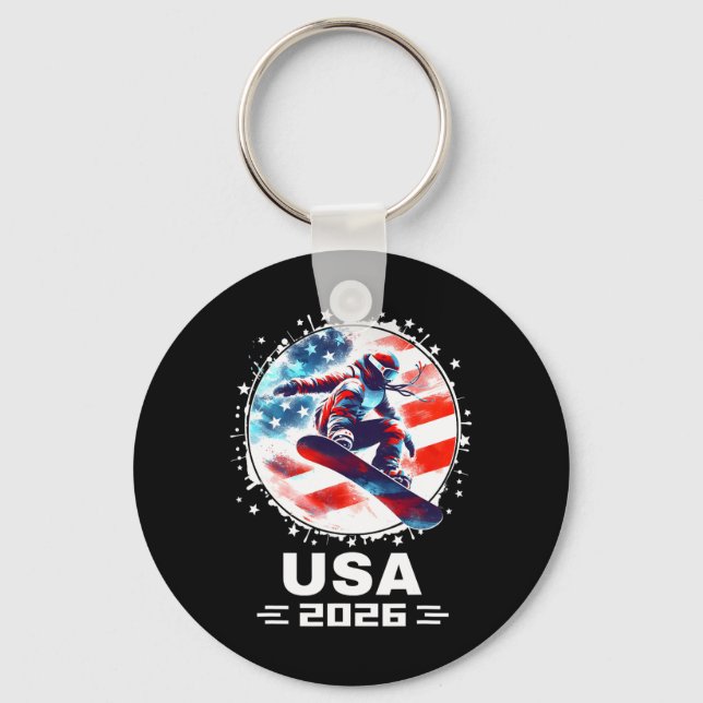 Llavero Snowboard Usa Go Usa Team Usa Flag 2026 Snowboardi (Anverso)
