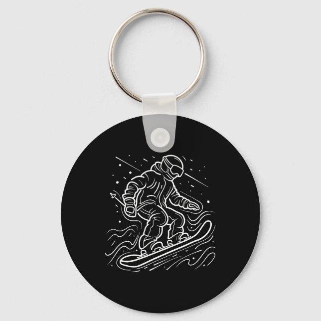 Llavero Snowboarder dibujando lecciones de Snowboard (Anverso)