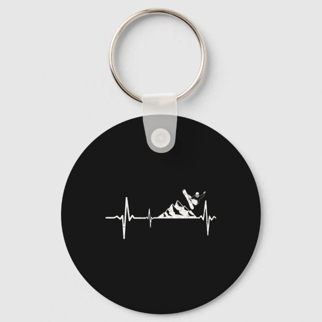 Llavero Snowboarder Heartbeat Mountain Pulse Snowboarding (Anverso)