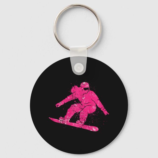 Llavero Snowboarder Montañas Pista de Esquí Retro Snowboar (Anverso)