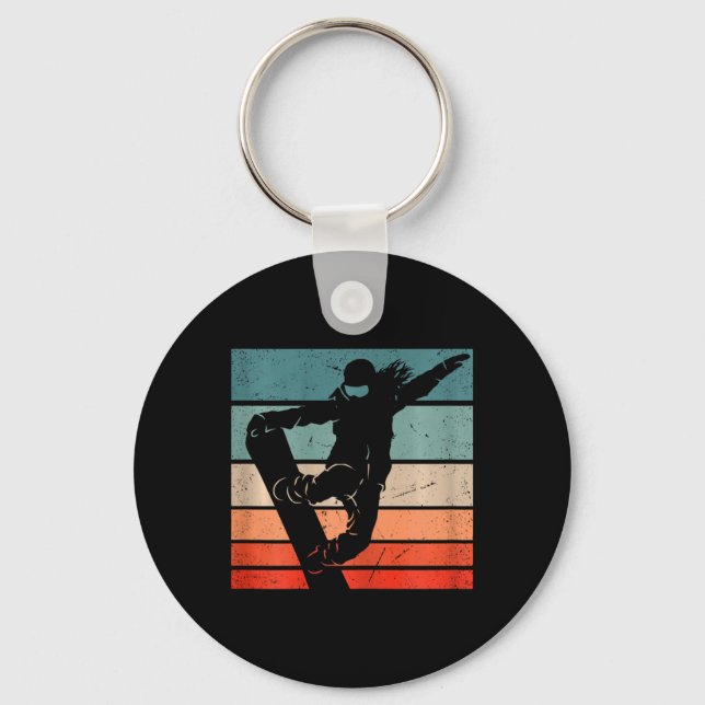 Llavero Snowboarder Montañas Pista de Esquí Retro Snowboar (Anverso)