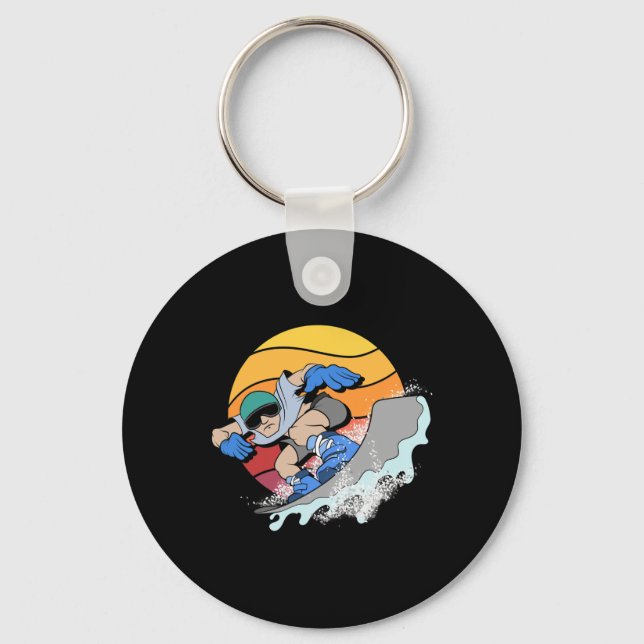 Llavero Snowboarder Snowboarding Winter Sport Retro Snowbo (Anverso)