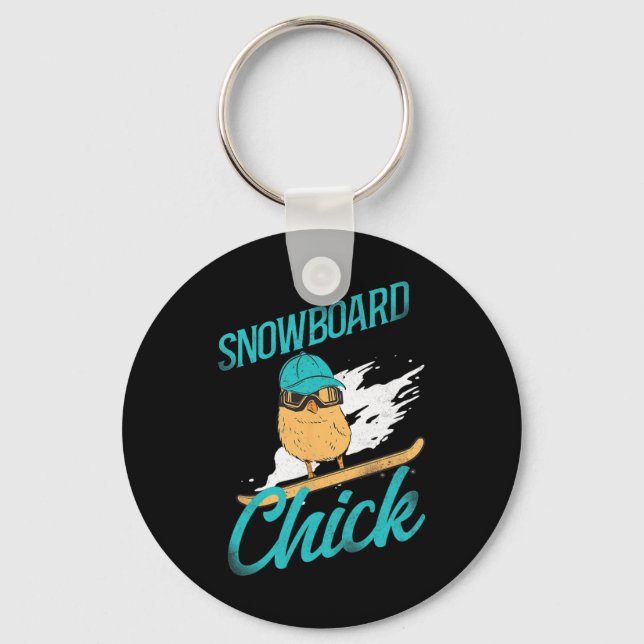 Llavero Snowboarding Snowboard Pollo de pollo cosechado (Anverso)