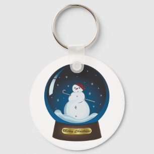 Llavero Snowglobe con un lindo muñeco de nieve