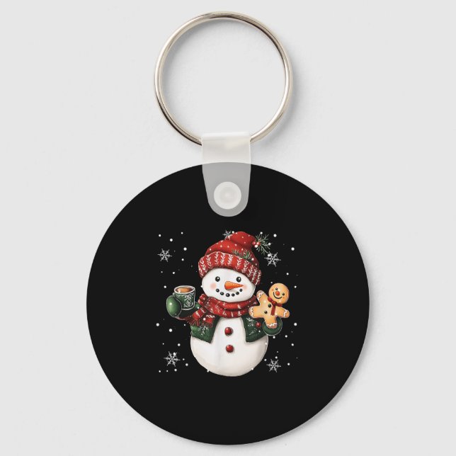 Llavero Snowman Beanie Coffee Latte Ginggerbread Merry Chr (Anverso)