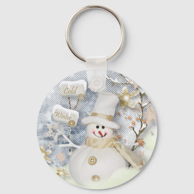 Llavero Snowman de invierno frío (Anverso)