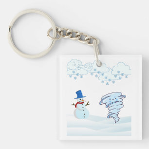 Llavero Snowman de invierno y viento