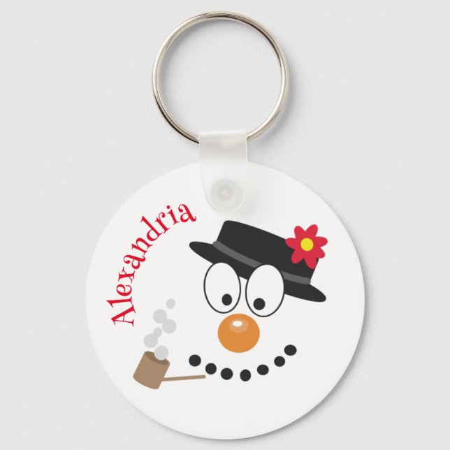 Llavero Snowman Funny Face, Navidades de Novedad ricas (Anverso)