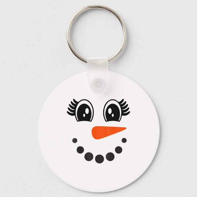 Llavero Snowman Girl Face For Girls Christmas Winter  (Anverso)