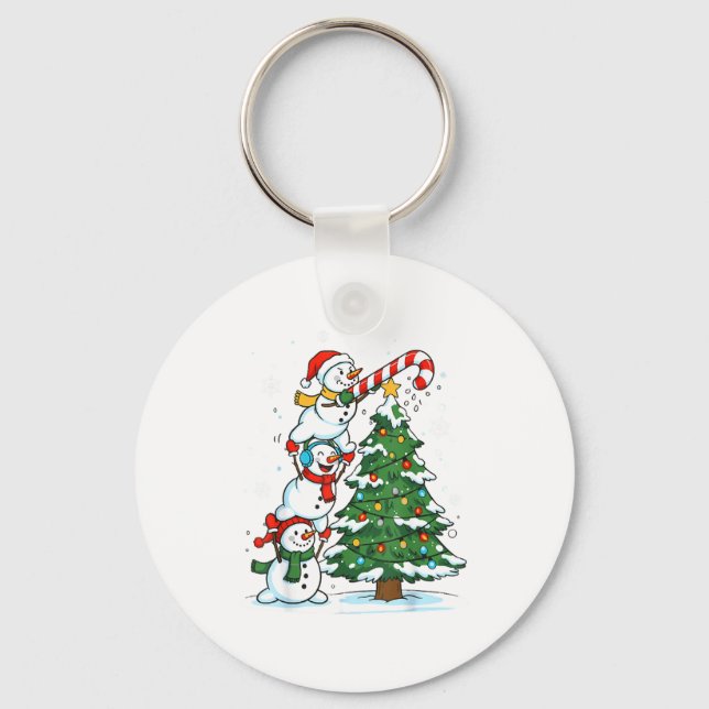 Llavero Snowman Snowflake, Merry Christmas Tree, Xmas Holi (Anverso)