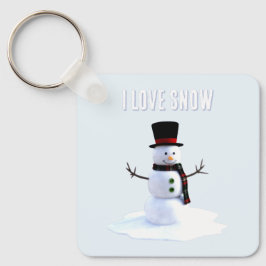 Llavero Snowman with hat and scarf. I Love Snow