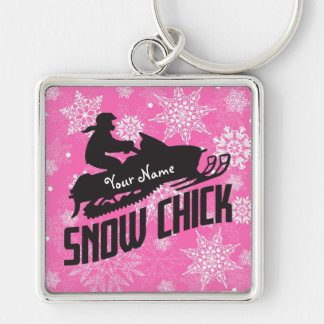 Llavero Snowmobile Chick Snow Pink Snowflake