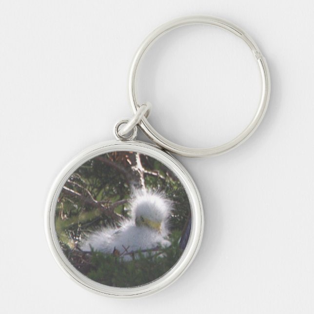 Llavero Snowy Egret Baby Bird Keychain (Frente)
