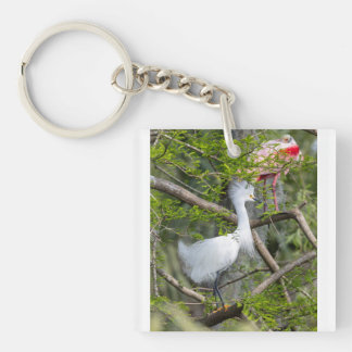 Llavero Snowy Egret y Roseate Spoonbill Keychain