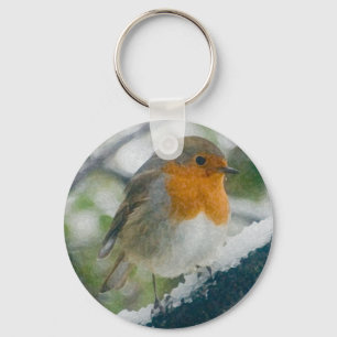 Llavero Snowy Robin Keychain