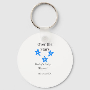 Llavero Sobre las estrellas azul gris baby shower nombre f