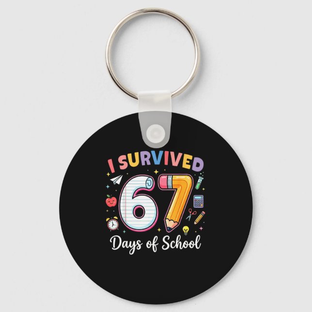 Llavero Sobreviví 67 Días De Escuela Chistoso Meme Maestro (Anverso)