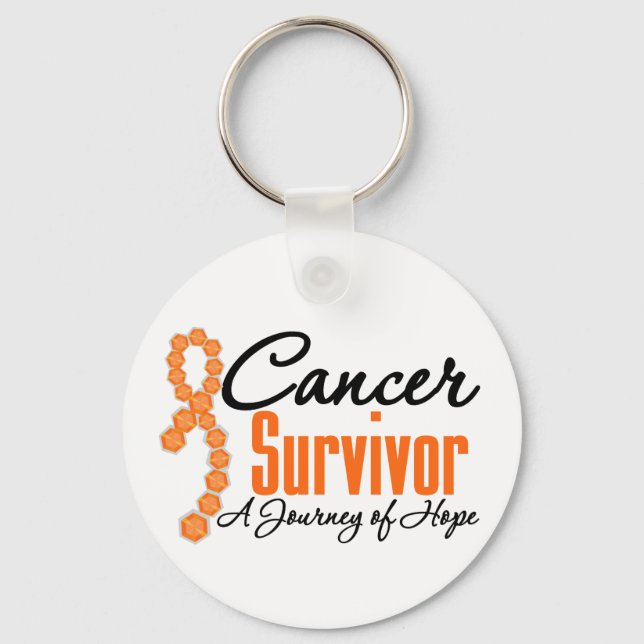 Llavero Sobreviviente de cáncer de riñón Naranja Ribbon (Anverso)