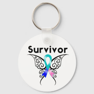 Llavero Sobreviviente de cáncer tiroideo mariposa tribal