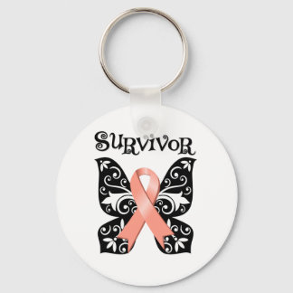 Llavero Sobreviviente de mariposa de cáncer uterino