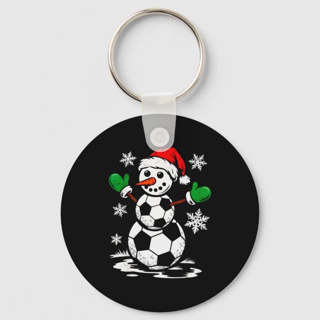 Llavero Soccer Santa Hat Snowman Xmas Funny Soccer Lover C (Anverso)