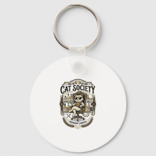 Llavero Sociedad de Gatos Alcohol de Bar Humor Vintage Vec