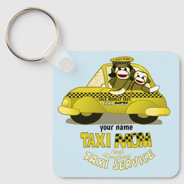 Llavero Sock Monkey Taxi Mom (Anverso)