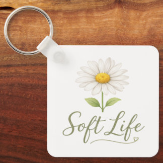 Llavero Soft Life Aesthetic Daisy Watercolor Floral Keycha