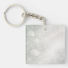 Llavero Soft sage and frosted white florals AI art 