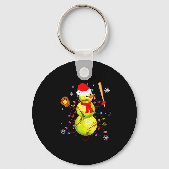 Llavero Softball Christmas Funny Softball Snowman Xmas  (Anverso)