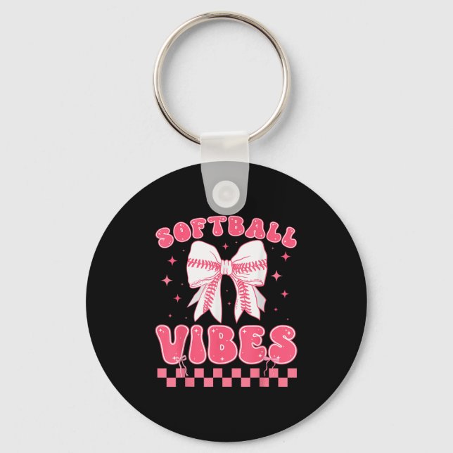 Llavero Softball Vibes Softball Couqette Groovy Softball G (Anverso)