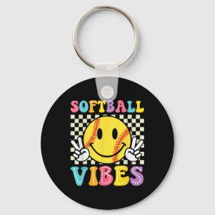 Llavero Softball Vibes Softball Retro Groovy Game Day Chic