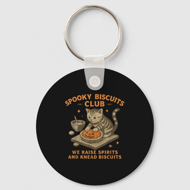 Llavero Soky Biscuits Club Cat, Funny Cat Ghost Halloween  (Anverso)