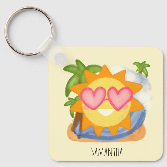 Llavero Sol de vacaciones de verano relajante (Anverso)