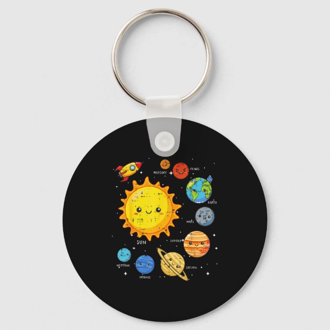 Llavero Solar System Sun Planets Rocket Space Galaxy Kids  (Anverso)