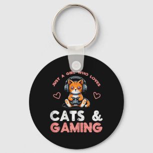Llavero Solo chica a la que le gustan los gatos jugando a